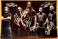 An autographed photo poster of the heavy metal thrash band, Anthrax. Signed photo of Dan Nelson, Scott Ian, Rob Caggiano, Charlie Benante and Frank Bello in silver ink marker signatures. Photograph autographs for sale on 8x12 inch picture.