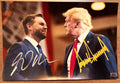 A dual autographed poster of the President of the United States of America and Vice President of the United States of America, Donald Trump and JD Vance. Signed photo in silver and gold ink marker signatures. Photograph Donald Trump autographs for sale on 8x12 inch picture.