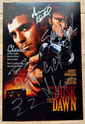 An autographed poster of the movie From Dusk Till Dawn. Signed photo of Quentin Tarantino, George Clooney, Harvey Keitel, Juliette Lewis, Cheech Marin, Danny Trejo, Salma Hayek and Tom Savini in silver ink markers. Photograph autographs for sale on 8x12 inch picture.