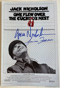 A cast autographed photo poster from the movie, One Flew Over the Cuckoo's Nest. Signed photo of Jack Nicholson and Louise Fletcher in blue ink marker siagntures. Photograph Jack Nicholson autographs for sale on 8x12 inch picture.