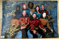 A cast autographed poster from the television series, Star Trek The Next Generation. Signed photo of Patrick Stewart, LeVar Burton, Jonathan Frakes, Brent Spiner, Whoopi Goldberg, Michael Dorn, Gates McFadden, Marina Sirtis and Wil Wheaton in gold ink marker signatures. Photograph autographs for sale on 8x12 inch picture.