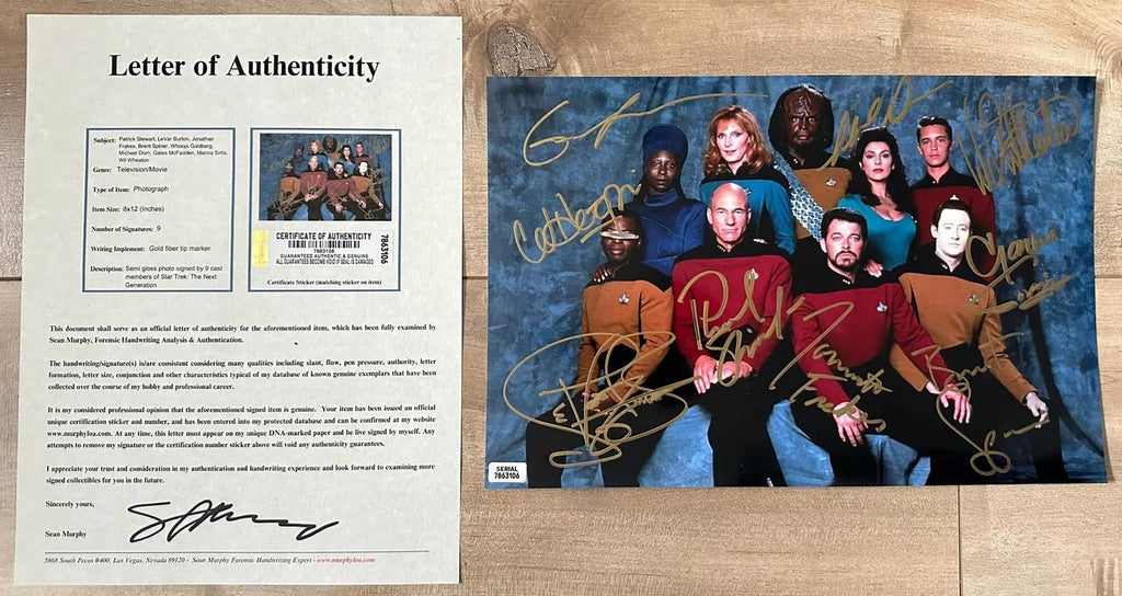 Star Trek The Next Generation Cast Signed Autographed 8x12 Photo COA