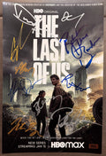 A cast autographed photo poster of the HBO television series, The Last of Us. Signed photograph of Bella Ramsey, Pedro Pascal, Gabriel Luna, Isabela Merced, Young Mazino, Rutina Wesley, Robert John Burke, Kaitlyn Dever, Danny Ramirez and Tati Gabrielle in silver ink marker signatures. Photograph The Last of Us autographs for sale on 8x12 inch picture.